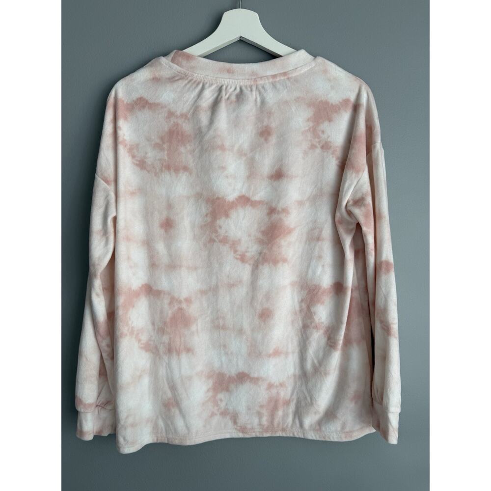 Rae Dunn Dream Tie Dye Sweatshirt Women M Pink Crew Neck Cozy Pullover NWT $68 - Picture 5 of 6